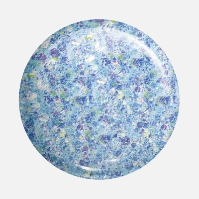 prato redondo azul com padrão marmoreado