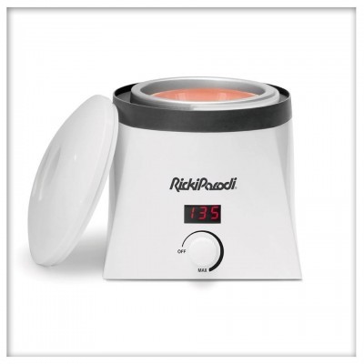 Depilador eléctrico branco RickiParodi com visor digital e botão giratório.