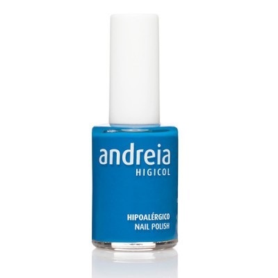 Frasco de verniz para unhas azul da marca andreia