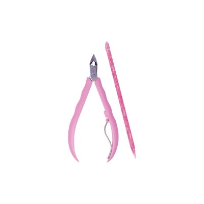 Cortador de unhas rosa com lima cor-de-rosa