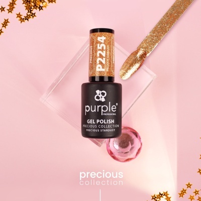 Verniz gel Purple Professional dourado glitter P2254