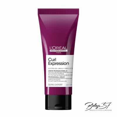 Tubo roxo de creme para cabelo L'Oréal Curl Expression com tampa preta