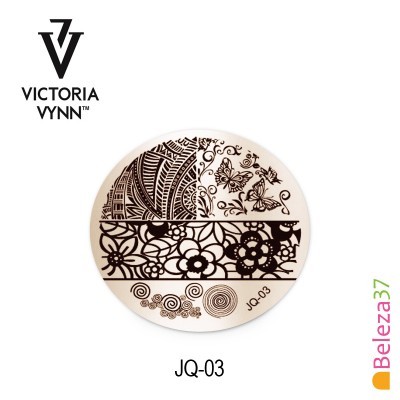 Placa metálica redonda para carimbos de unhas com padrões decorativos Victoria Vynn JQ-03