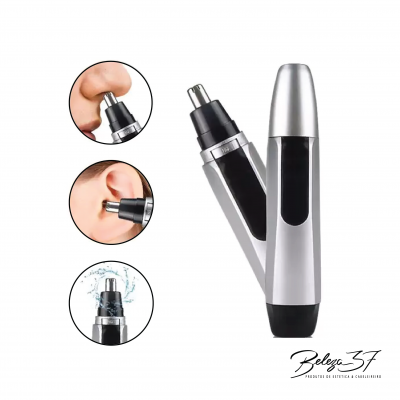 Aparelho elétrico para corte de pêlos de nariz e orelhas prateado e preto