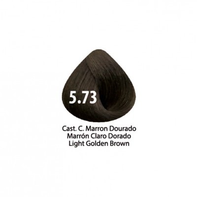Amostra de cor de cabelo castanho dourado claro código 5.73