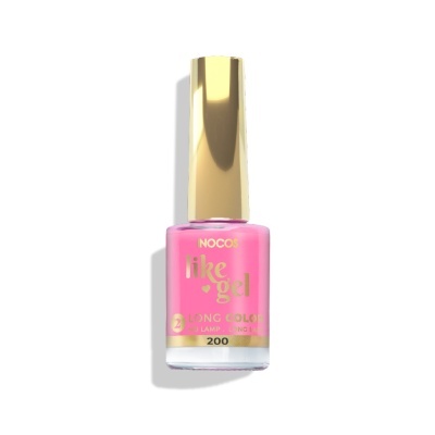 Frasco de verniz de unhas rosa com tampa dourada