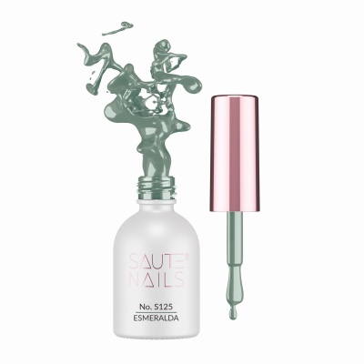 Esmalte de unhas SAUT NAILS esmeralda com tampa rosa e pincel aplicador