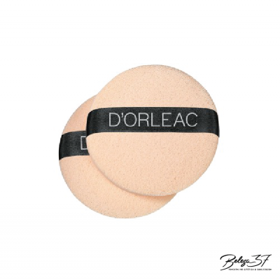 Dois aplicadores de maquilhagem redondos bege com fita preta D'ORLEAC