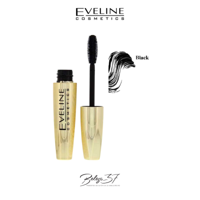 Máscara de pestanas dourada Eveline Cosmetics com aplicador e efeito preto