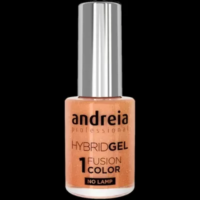 Frasco de verniz de gel laranja da marca andreia professional com tampa prateada