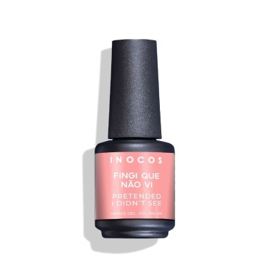 Frasco rosa de verniz gel para unhas INOCOS com tampa preta