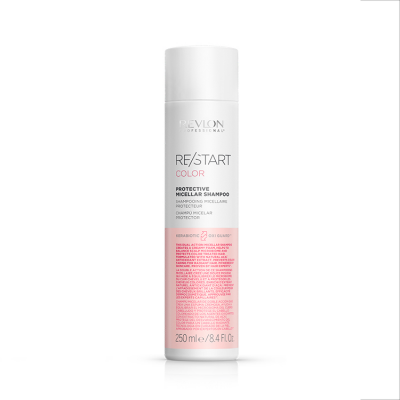 Frasco branco de champô micelar protetor Revlon RE/START COLOR 250 ml