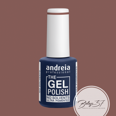 Esmalte de unhas Andreia Professional The Gel Polish azul escuro com tampa branca e selo Beleza 3F