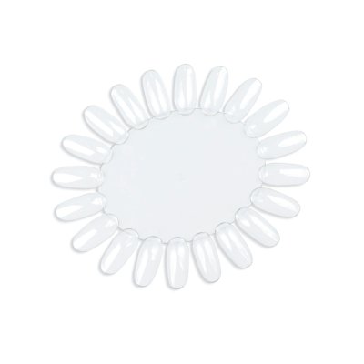 Mostruário circular com unhas postiças transparentes