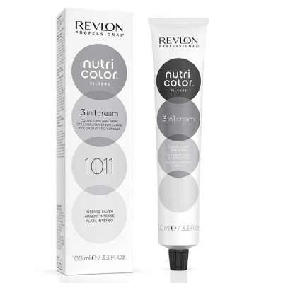 Embalagem e tubo do Revlon Nutri Color Filters 3in1 cream cor 1011 Intense Silver