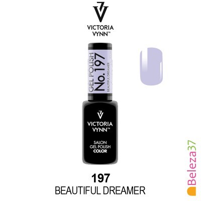 Frasco de verniz gel preto com tampa lilás claro e exemplo da cor lilás clara.