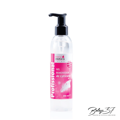 Frasco transparente com doseador preto de gel removedor de cutículas Real Natura Corpo