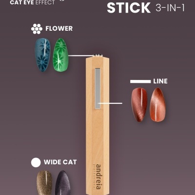 Caneta magnética para unhas Andreia Professional com três padrões efeito olho de gato