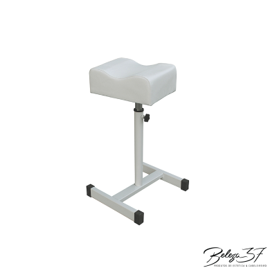 Banco para apoio de pés branco com base em T e almofadado branco