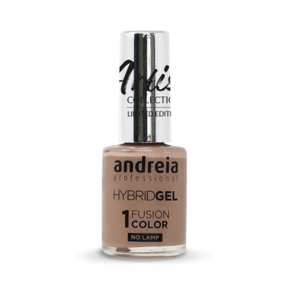 Frasco de verniz para unhas Andreia Professional HybridGel castanho claro com tampa prateada