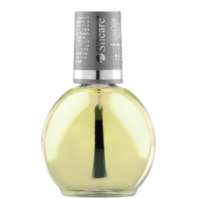 Frasco de verniz para unhas amarelo claro com tampa cinza