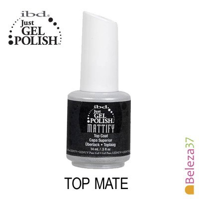 Frasco de verniz gel para unhas ibd Just GEL POLISH MATTIFY Top Coat preto e branco