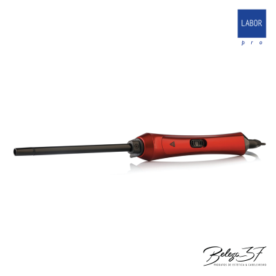 Modelador de cabelo profissional vermelho e preto LABOR pro sobre fundo branco