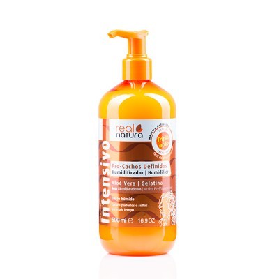 Frasco laranja de hidratante para cabelo com doseador