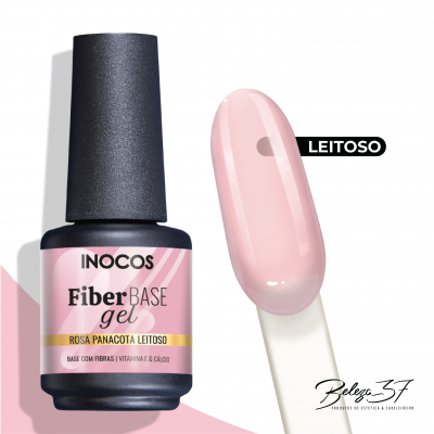 Frasco de gel base rosa panacota leitoso com amostra de cor