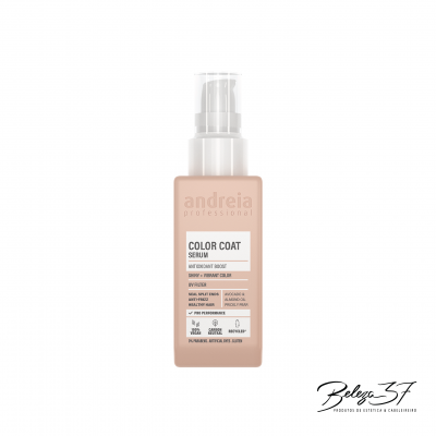 Frasco bege com doseador de serum para cabelo Color Coat da andreia professional
