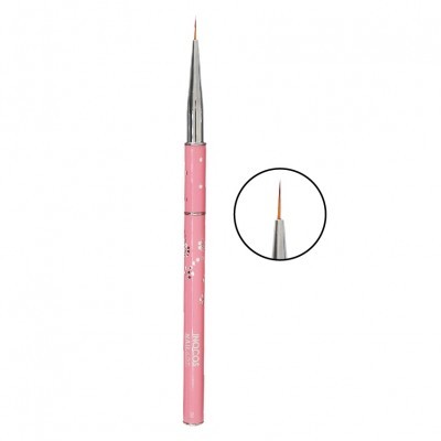 Pincel fino para nail art com cabo rosa e ponta metálica fina