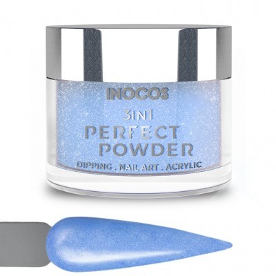 Pó para unhas azul cintilante NOCO3 3IN1 com embalagem transparente e tampa prateada