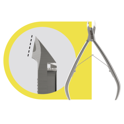 Alicate de cutículas em aço inoxidável com lâminas curvas e pontiagudas