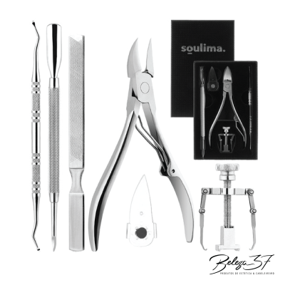 Conjunto de ferramentas para unhas em aço inoxidável com embalagem preta SOULIMA