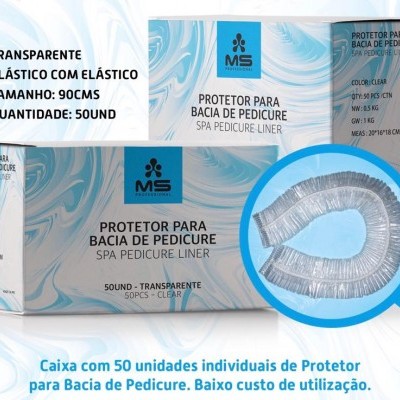 Caixa com protetores transparentes para bacia de pedicure