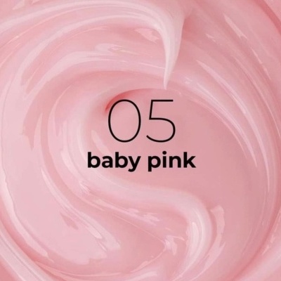 Textura cremosa rosa claro com texto '05 baby pink'