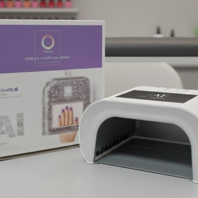 Dispositivo de cura de unhas em gel com embalagem roxa e branca ONAIL
