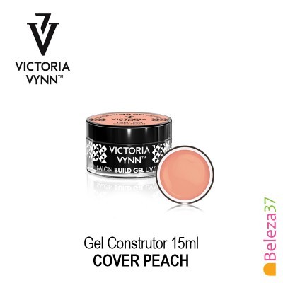 Gel construtor Victoria Vynn Cover Peach 15ml em embalagem preta redonda