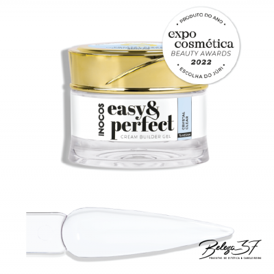 Frasco de gel construtor com tampa dourada e espátula transparente