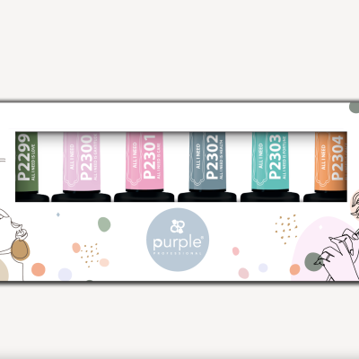 Conjunto de vernizes para unhas Purple Professional em caixa branca decorada