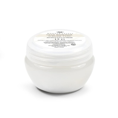 Frasco branco com creme removedor de cutículas e tampa transparente