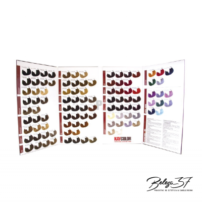 Painel de cores KAYCOLOR com amostras de tinta para cabelo em tons variados
