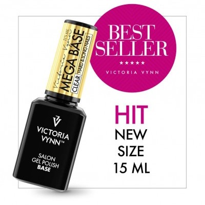 Frasco de verniz gel Victoria Vynn com tampa dourada e texto promocional