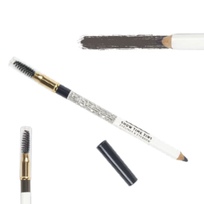 Lápis para sobrancelhas branco com escova e tampa preta