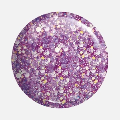Amostra de verniz violeta com glitter e partículas brilhantes