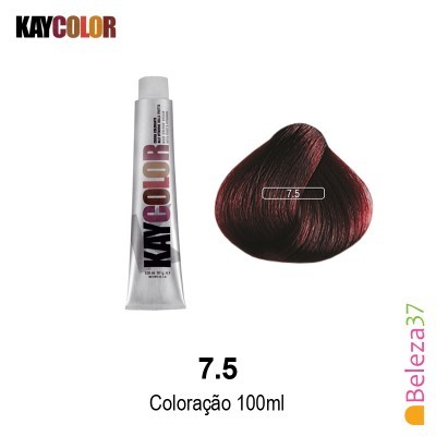 Tintura de cabelo KAYCOLOR 7.5 castanho avermelhado, tubo metálico 100ml