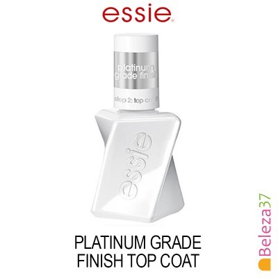 Frasco branco de verniz de unhas Essie Platinum Grade Finish Top Coat