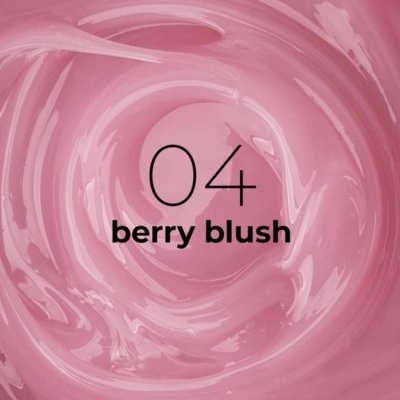 Textura cremosa rosa claro Berry Blush com número 04 e texto 'berry blush'