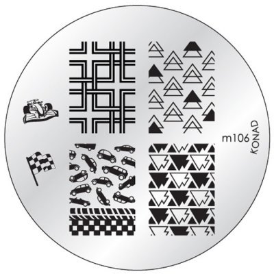 Disco metálico redondo de carimbo de unhas com vários padrões de corrida e geométricos