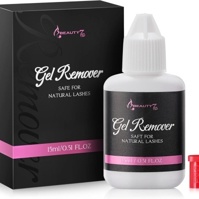 Gel Remover Beauty 7 com embalagem preta e detalhes rosa e pequeno acessório vermelho